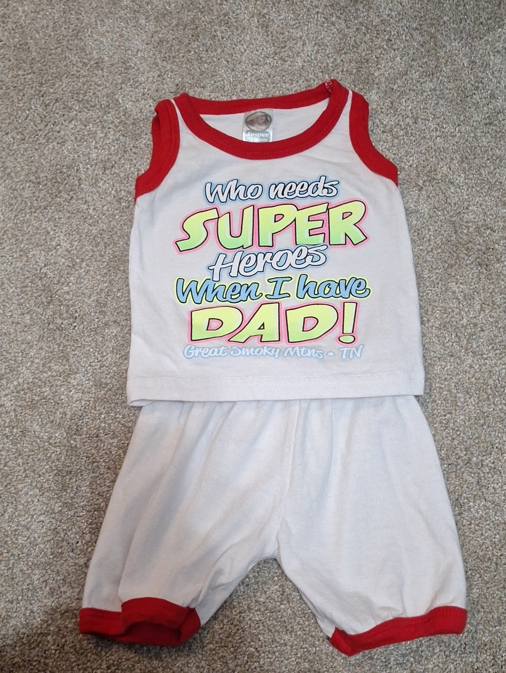 Brand New Kids White & Red "Who Needs Superheroes" Pajama Set - Unbranded